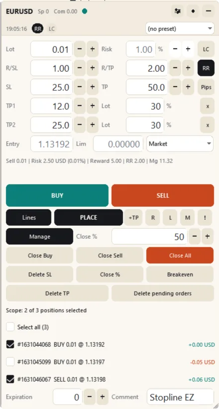 Manage mode with the position list