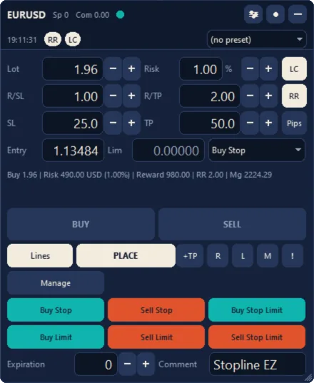 Trade tab: pending