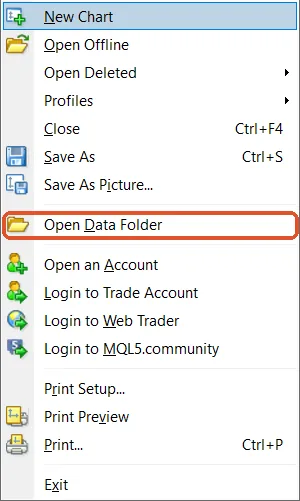 File › Open Data Folder