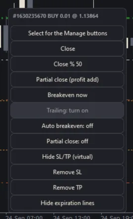 The position label and its menu