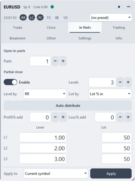 The In Parts tab (Slate theme)
