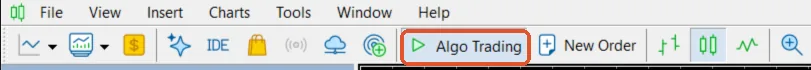 The Algo Trading button on the toolbar