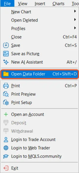 File › Open Data Folder