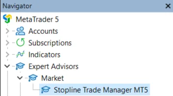 The EA under Expert Advisors › Market in the Navigator