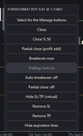 The position label and its menu