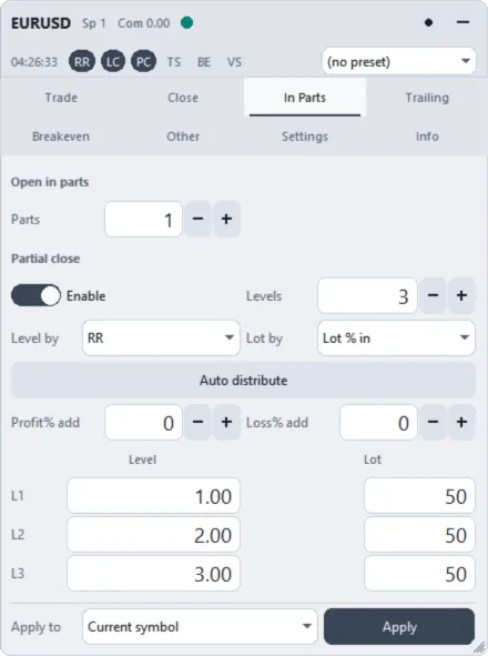 The In Parts tab (Slate theme)